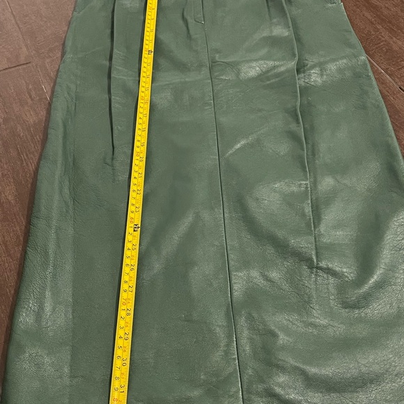 Sophisticated Olive Italian Leather Pencil Skirt - Picture 9 of 11
